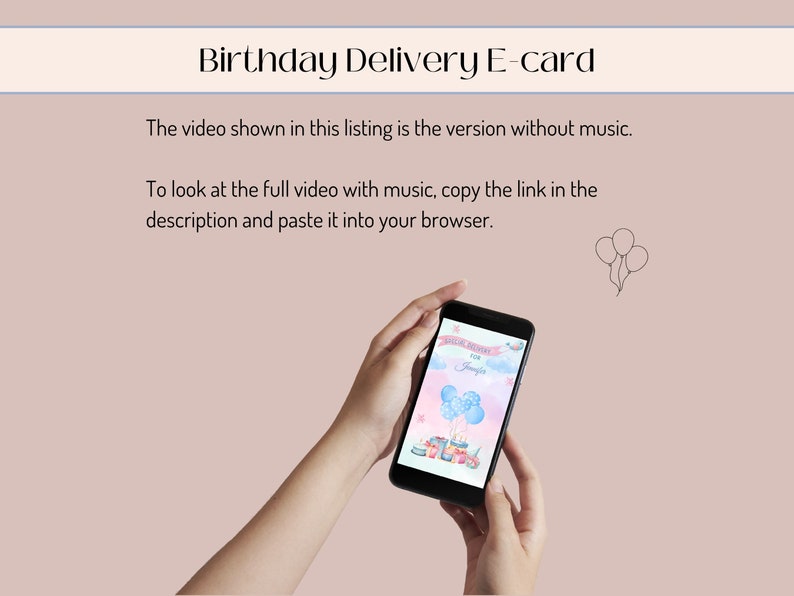 K&ouml;nnte beinhalten: Ein Smartphone, auf dem eine digitale Geburtstagskarte mit einem blauen und rosafarbenen Aquarelldesign angezeigt wird. Die Karte lautet "Happy Birthday" und enth&auml;lt den Namen "Jennifer".