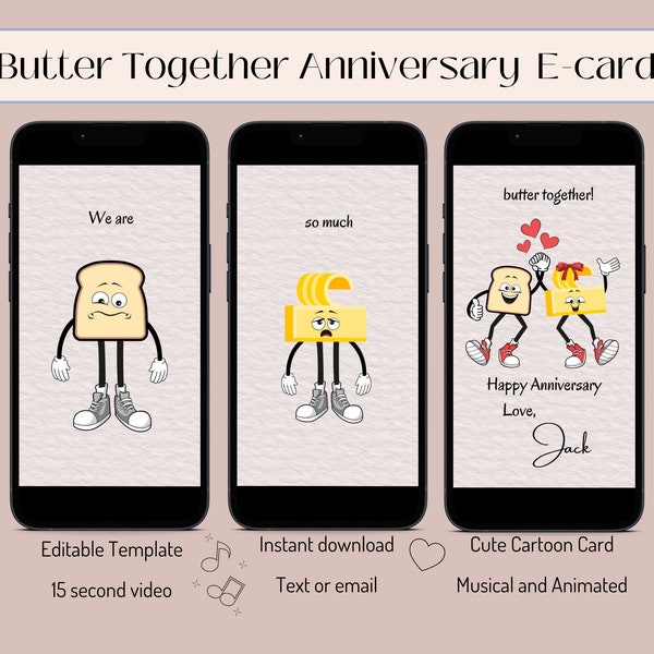 Funny Pun Anniversary Card, Food Pun Card, Video Animated Card, Butter Half, Funny Video Card, Valentines Day Card, Love Pun Card