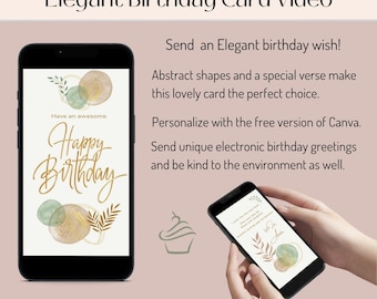 Carte vidéo d'anniversaire virtuelle pour téléphone portable, modèle de carte d'anniversaire personnalisable sur Canva, carte de voeux animée numérique personnalisée