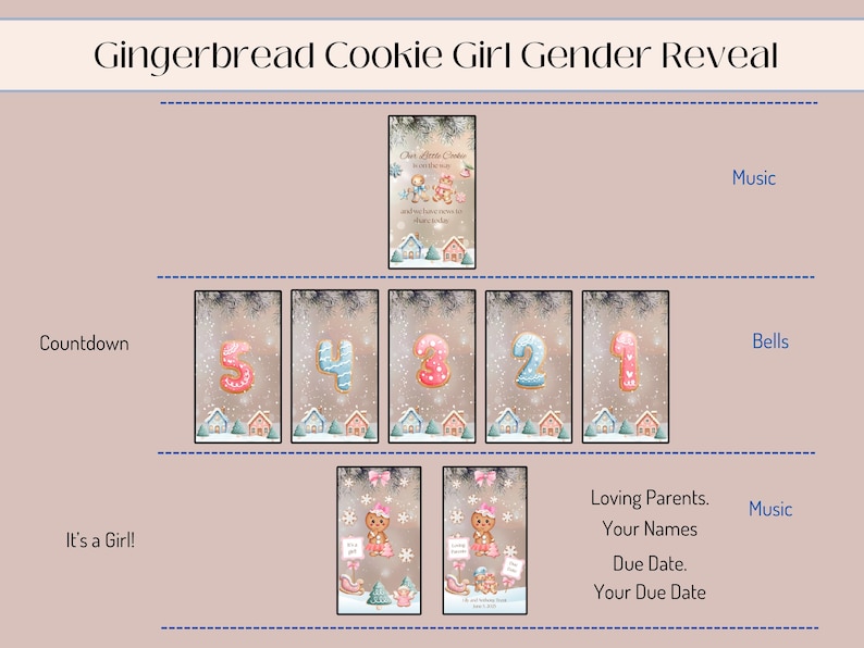 Winter Gingerbread Girl Gender Reveal Video Template (digital Download ...