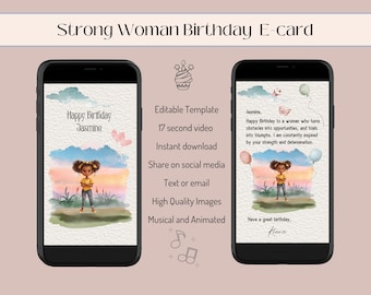 Animated Birthday E-card for Mentor: Editable Canva Template (Digital)