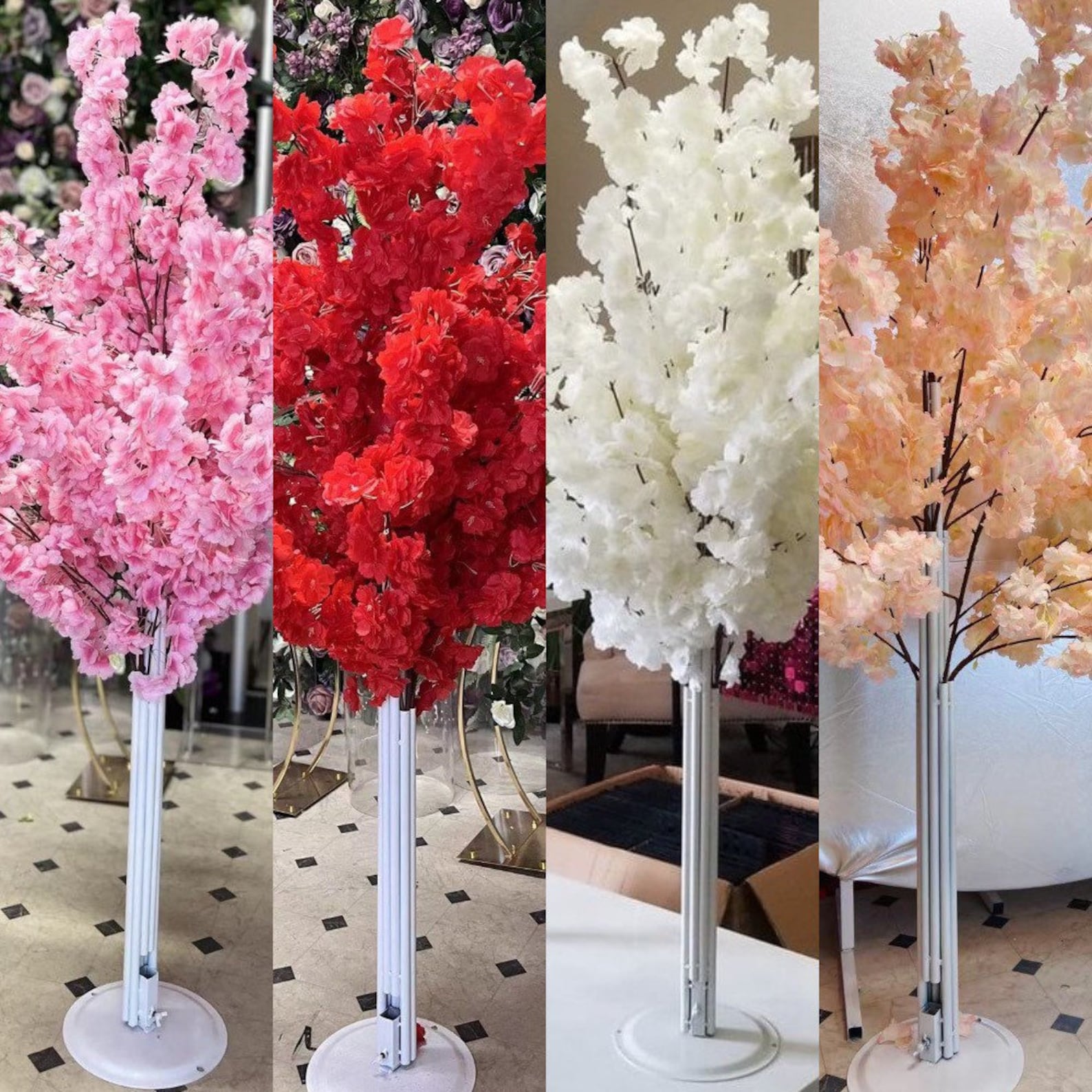2 Pcs 5ft Artificial Cherry Trees Flower Centerpieces Etsy