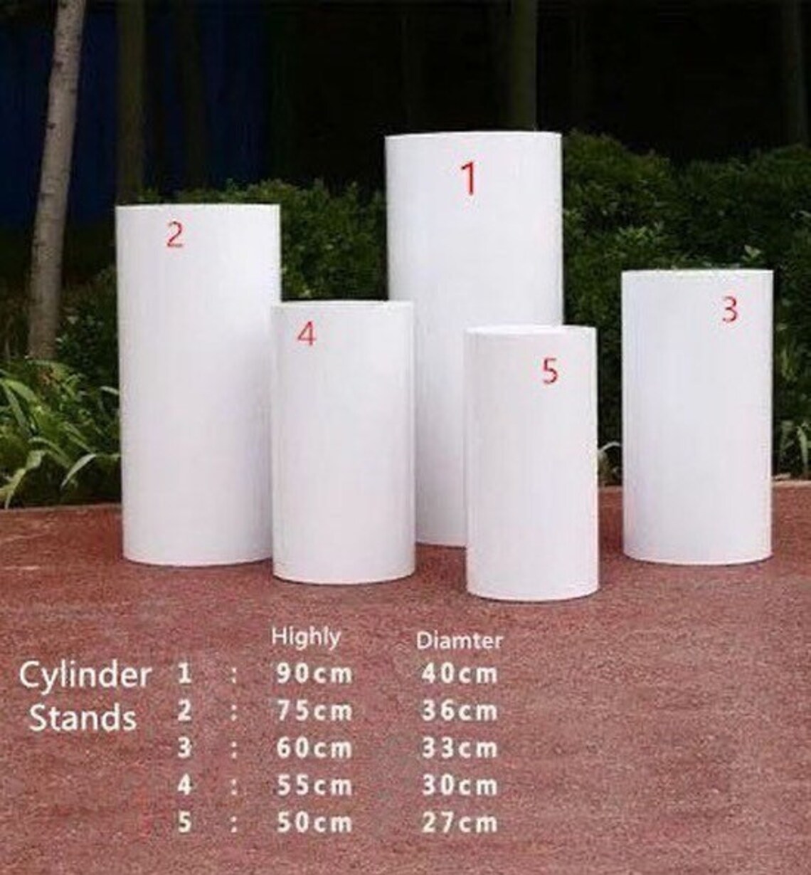 5pcs of White Metal Cylinder Stands Pedestals Backdrop Party Etsy