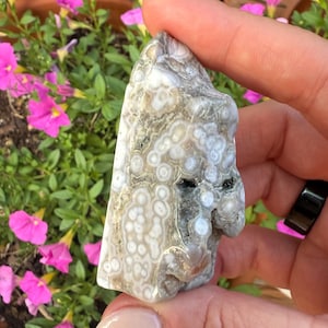 8th Vein Ocean Jasper Freeform | 50g | Soft White, Grey & Golden Tones with Druzy Cavities | Madagascar Jasper | Collector Display Piece