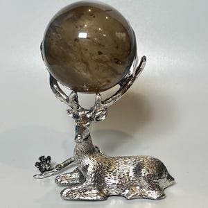 Deer Antler Metal Sphere Stand | Crystal Sphere Stand | Silver Nature Stand for Crystal Ball