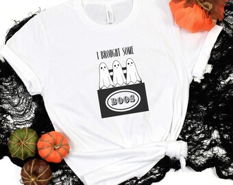Traje algunos abucheos, Aquí para los abucheos, Camisa divertida de halloween, Halloween borracho, Camisa de bebida, Camisa fantasma, Refranes divertidos de Halloween