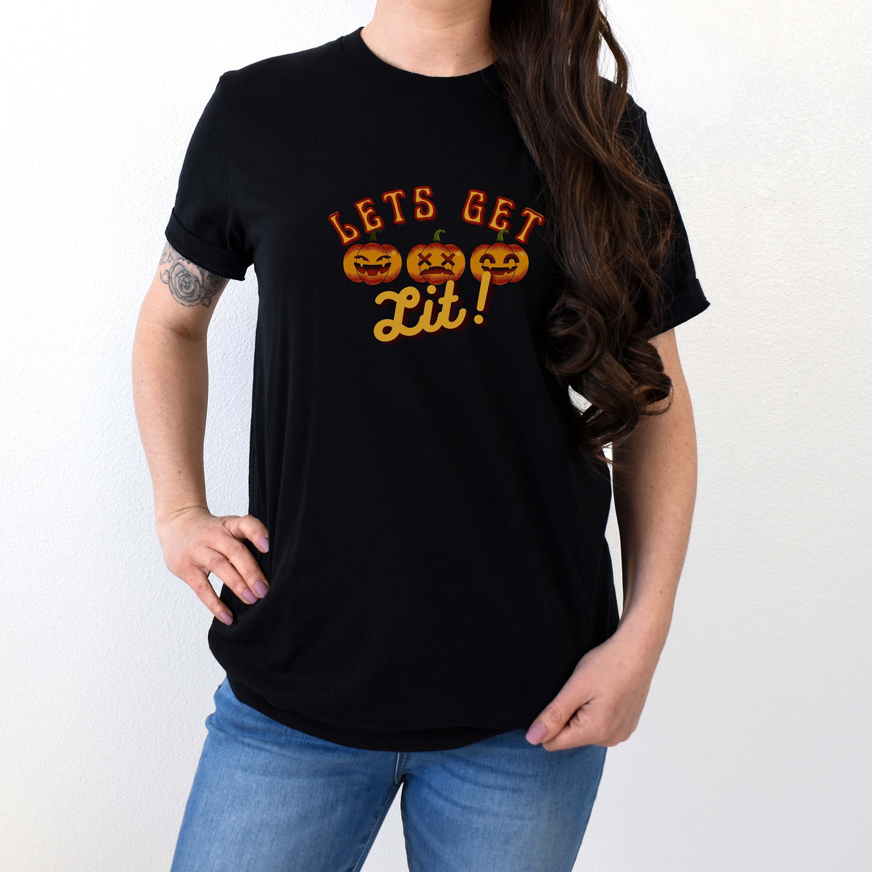 Discover Let's get lit, Jack o lantern tshirt, Funny halloween sayings, Funny halloween shirt, Jack o lantern shirt, Here for the boos