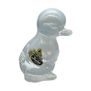 Fenton Art Glass - Opalescent Duck - Original Sicker - 3.5&quot;