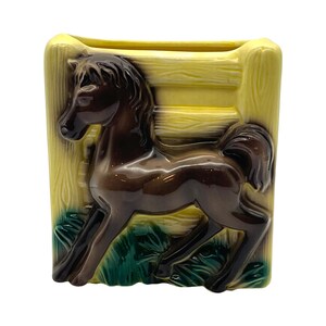 Royal Copley -Horse & Fence Planter - Vintage - 5.25&quot;