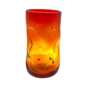 Blenko Amberina - 16 Oz Flat Tumbler - Vintage - Glows - 4.5&quot;