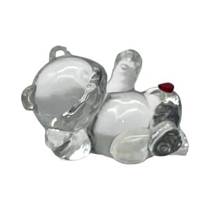 Fenton Art Glass - Birth Stone Bear - Lying Down - Ruby - Red Heart - 3&quot;