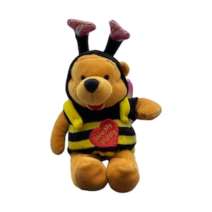 Disney Store - Valentine Bee Costume Pooh - Mini Bean Bag - Vintage - 8&quot;