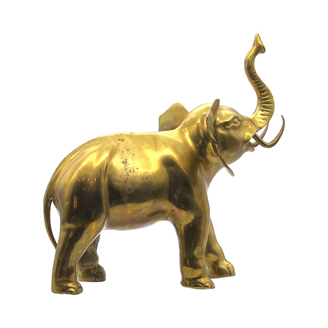 Brass Elephant Statue Trunk up Large 14.5 Etsy