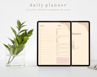 minimalistic aesthetic daily digital/printable planner template for iPad | GoodNotes portrait (Frappuccino)