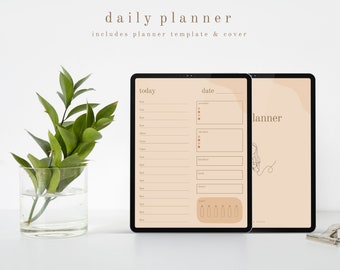 minimalistic aesthetic daily digital/printable planner template for iPad | GoodNotes portrait (chai tea latte)