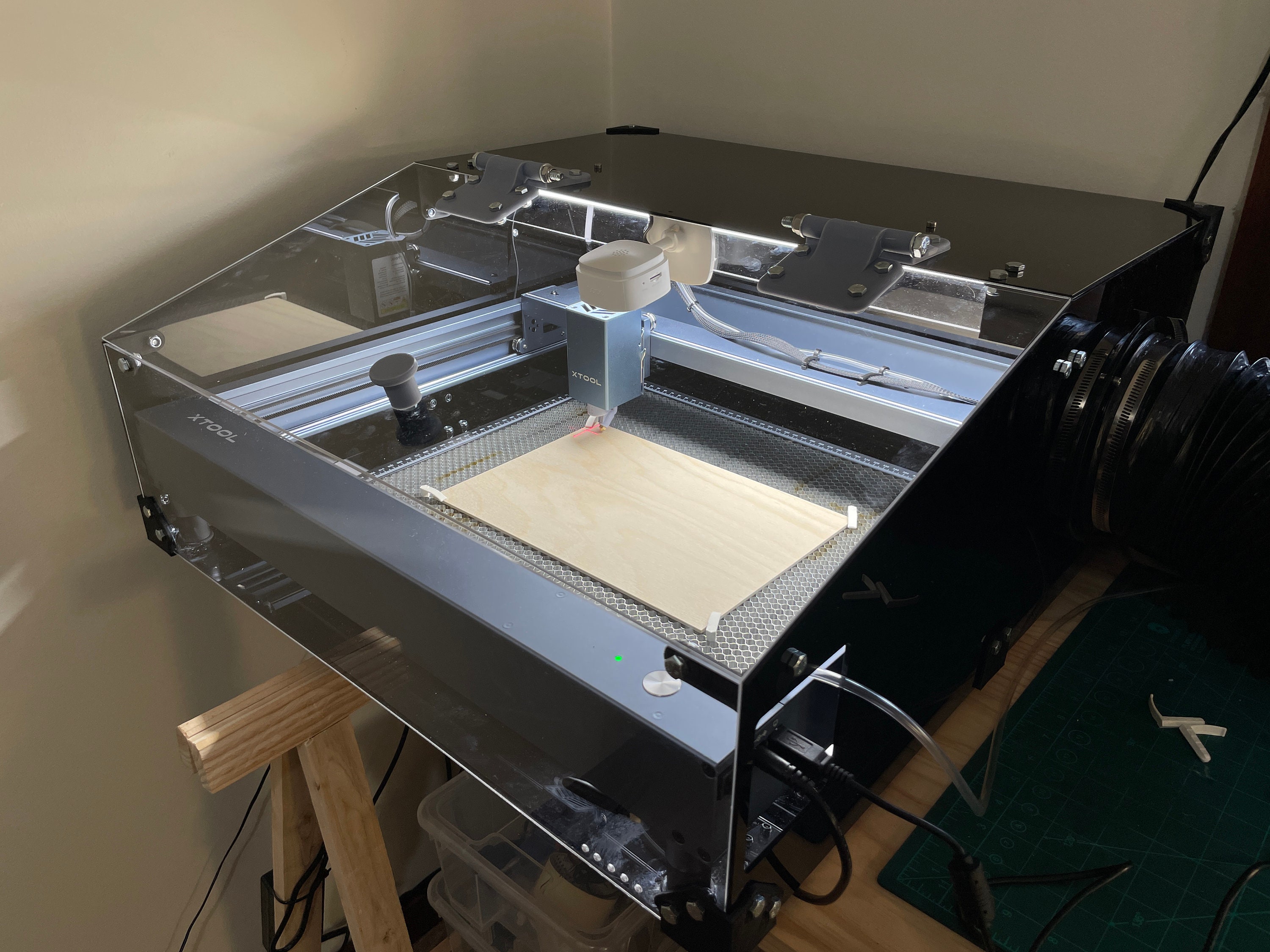 Downloadable Project for XTOOL D1 Laser Engraver Enclosure – Acrylic Panels, 3D Printed Hardware