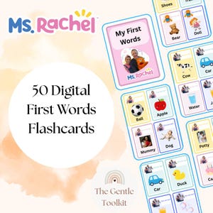 Miss Rachel digitale flashcards | Digitale download | Spraak- en taalflitskaarten eerste woorden voor peuters | Leer praten afdrukbare kaarten