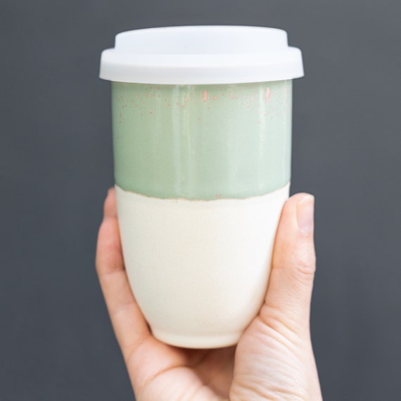 Sage Ceramic Travel Mug 12oz With Silicone Lid & Heatband | Reusable Coffee  Cup | Handmade Pottery Tumbler | Eco Gift for Coffee Lovers - Etsy