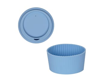 Blauer Deckel und Hülle für 12-Unzen-Becher