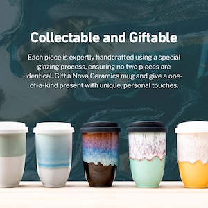 12oz Ceramic Travel Mug with Silicone Lid & Heat Band – Reusable Pottery Coffee Cup, Gift for Coffee Lovers, Nebula, Eco Mug image 9