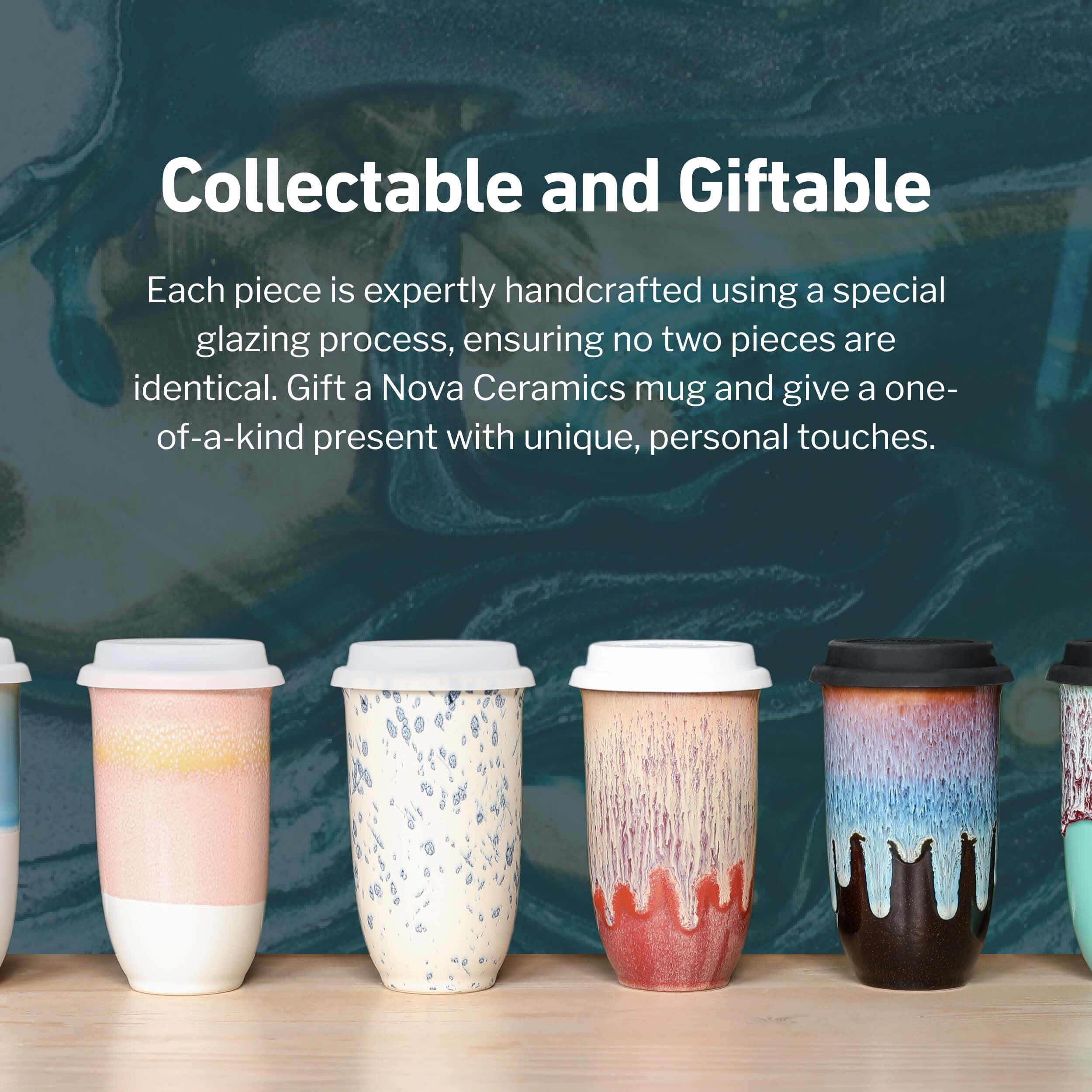 Reusable Ceramic Travel Mug  16oz Handmade Pottery Coffee Cup in Jupiter Red Glaze | Nova Ceramics