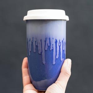 12oz Ceramic Travel Mug with Silicone Lid & Heatband – Reusable Pottery Coffee Cup, Dishwasher Safe Gift for Coffee Lovers – Neptune