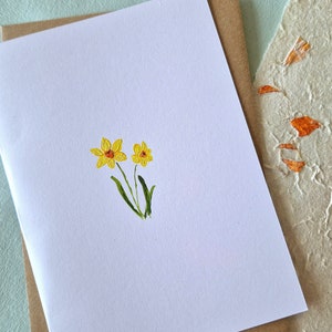 März Geburtsblume Karte | Handgemalte Blumen Geburtstagskarte, botanische Narzisse Kunst, für Sie, Muttertag, Tochter, handgemalte Karte