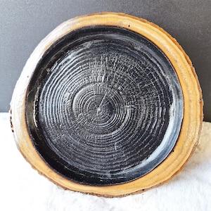 Decorative dish,Snack dish, Burned wood dish, Varnished dish, Ash tree dish, Rustic house decor