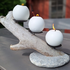 Coastal theme candle holder,Advent Christmas lights, Drift wood branch candle holder,large pebble, Kerzenhalter aus Holz adventskranz advent