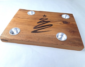 Handcrafted Large Reclaimed Wood Advent Candle Holder – Eco-Friendly Holiday Centerpiece, Kerzenhalter aus Holz Adventskranz
