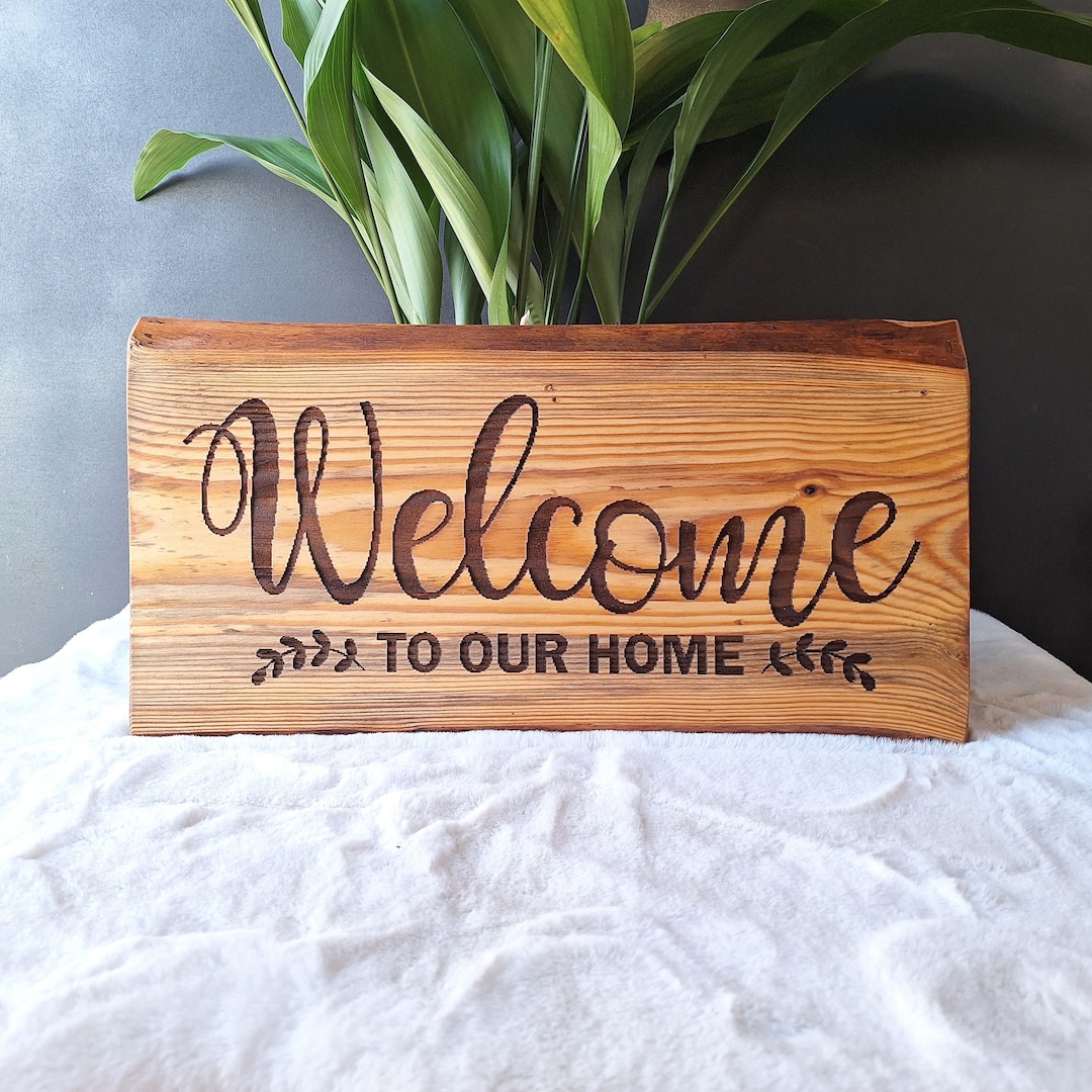 Wooden Welcome Sign | Engraved Oiled Plank Board | Barn Craft Gift ...