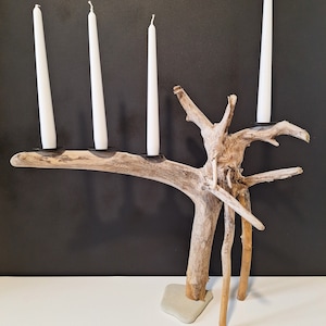 Rustic Home Decor: Advent Christmas Lights, Handmade Natural Driftwood Table Decor, Kerzenhalter aus Holz Adventskranz Advent
