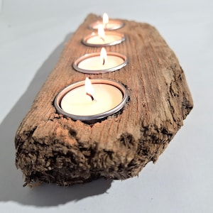 Driftwood advent Candle Holder, Christmas Lights, Holiday Decor, Advent Table Decor for Tea Candles, Kerzenhalter aus Holz Adventskranz