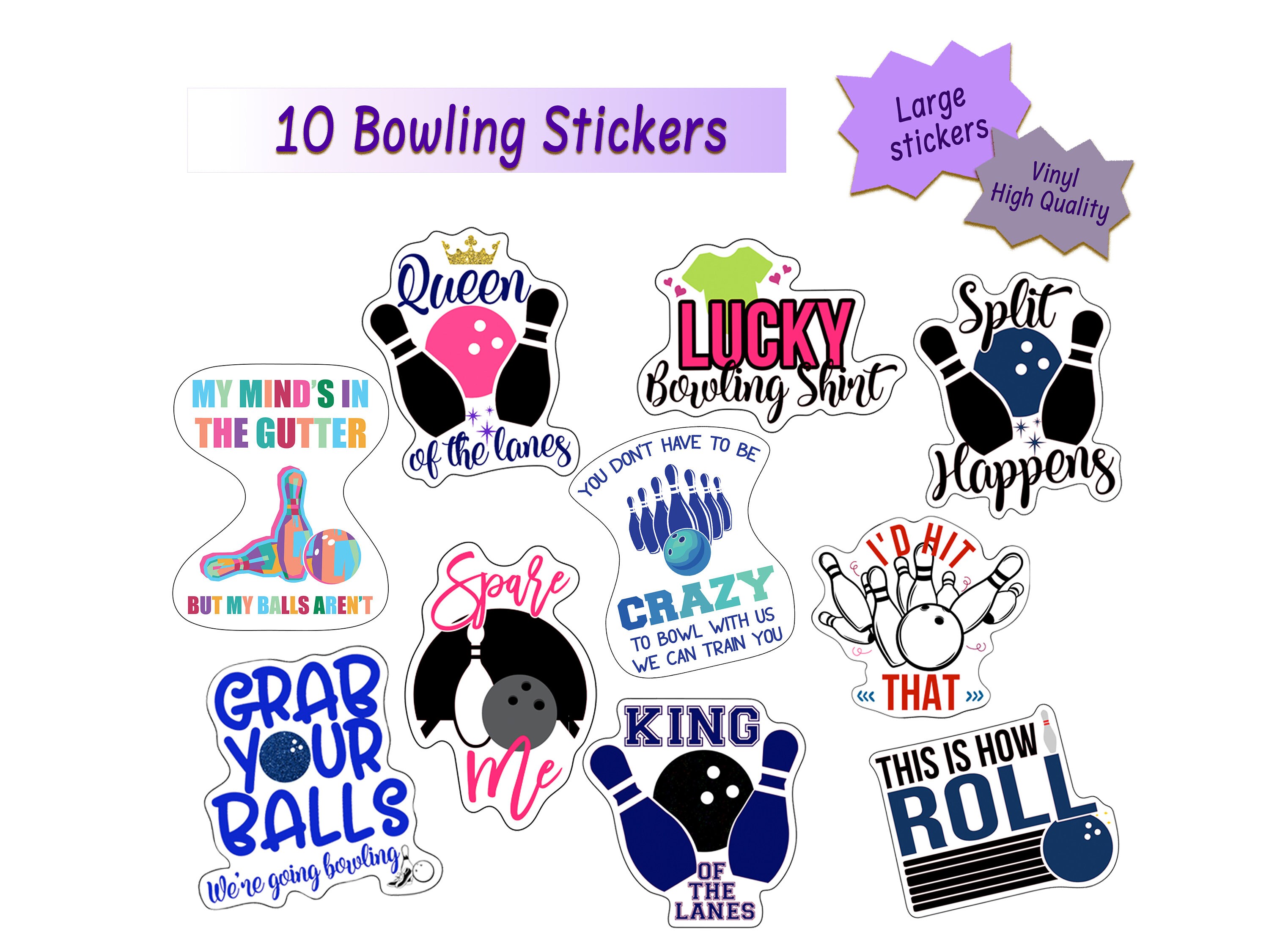 Bowling Stickers: Waterproof Vinyl Decals for Laptop, Water Bottle - 10 ...