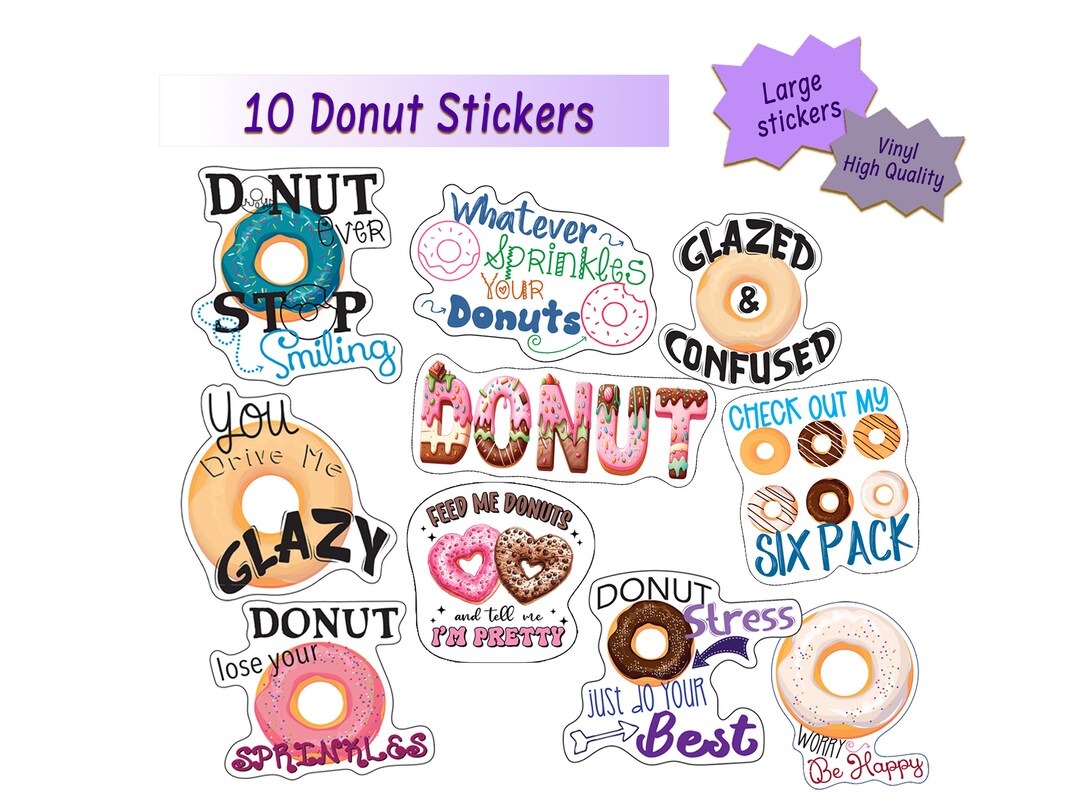 Donut Stickers: Waterproof Vinyl Decals for Laptops, Water Bottles - Etsy