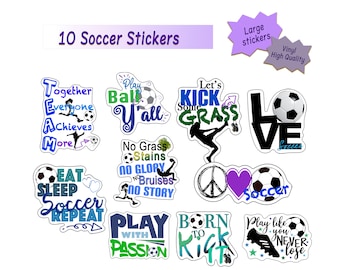 Soccer Stickers: 10 Waterproof Vinyl Decals for Laptops, Water Bottles