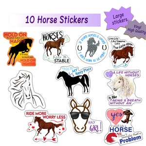 Horse Stickers - Perfect Horse Gift - Ten Waterproof, Durable, Stickers for Laptop, Car, Water Bottles,  Party Favors