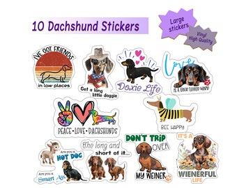 Dachshund Stickers: 10 XL Waterproof Vinyl Decals