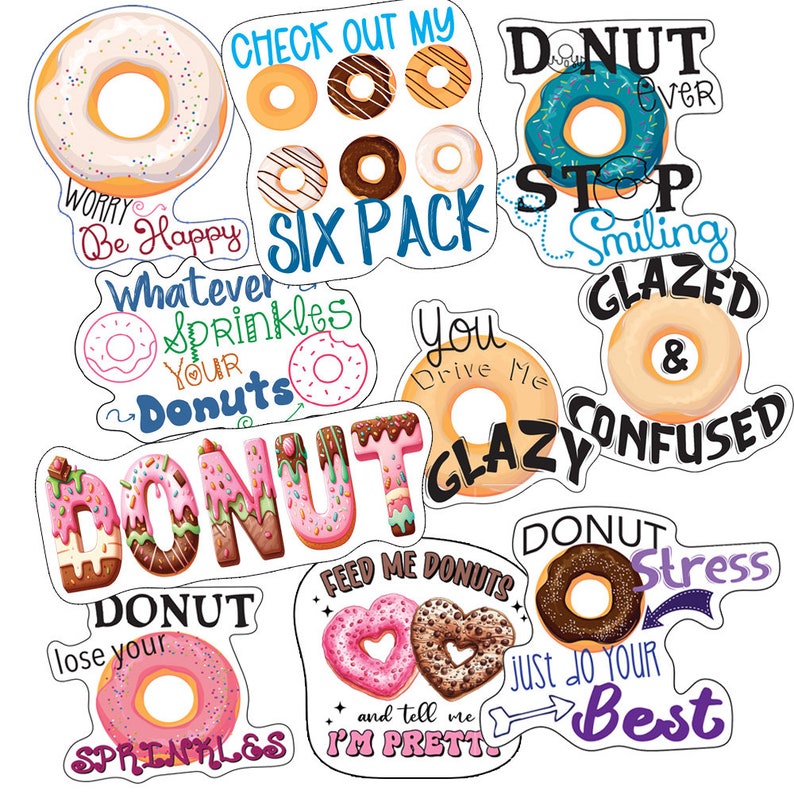 Donut Stickers: Waterproof Vinyl Decals for Laptops, Water Bottles - Etsy