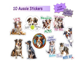XL Australian Shepherd Stickers: Waterproof Vinyl Dog Breed Decals