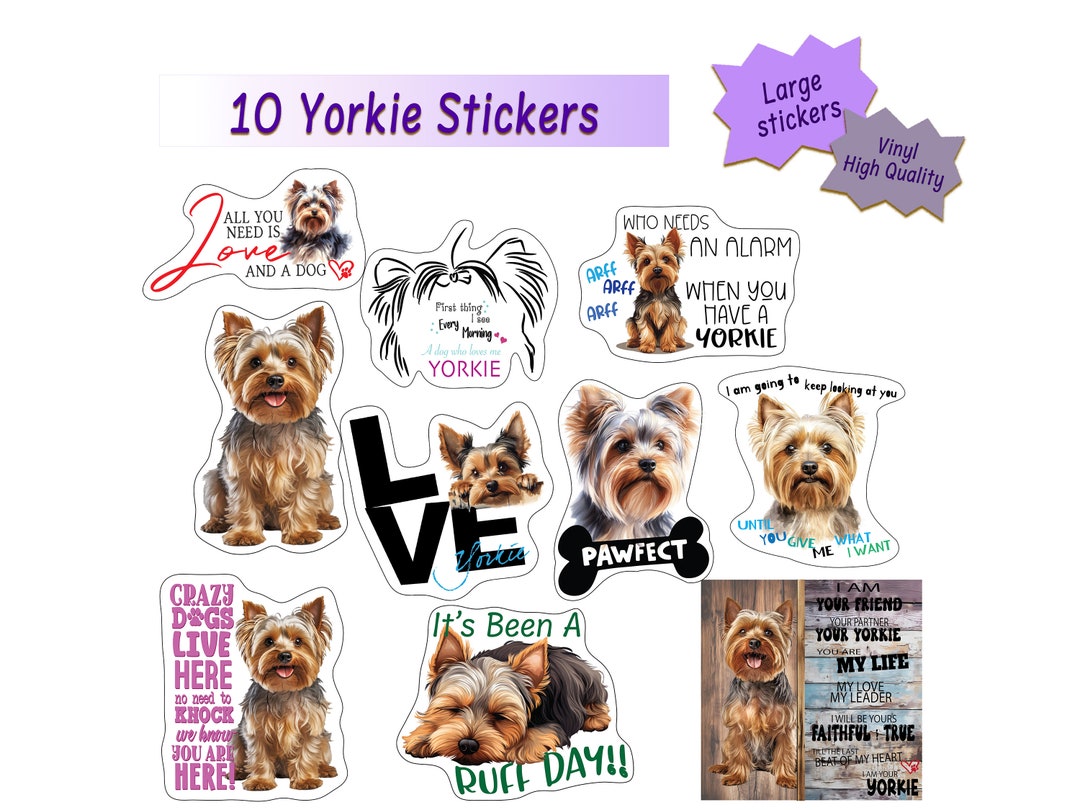 Yorkie Stickers: Waterproof Vinyl Decals for Laptop, Car, Water Bottles ...