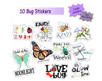 XL Bug Stickers: Waterproof Vinyl Insect Decals - 10 Pack