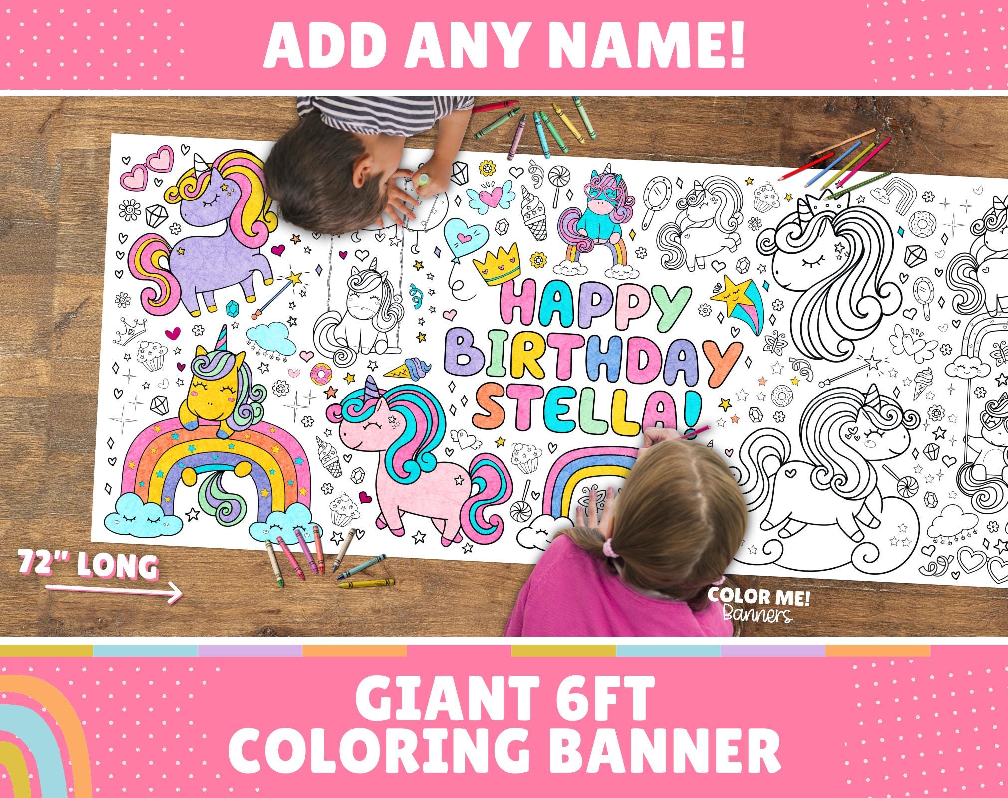 Blissyard Princess & Unicorn Birthday Banner - 71" X 43" Large Backdrop For Indoor/Outdoor Party Decor