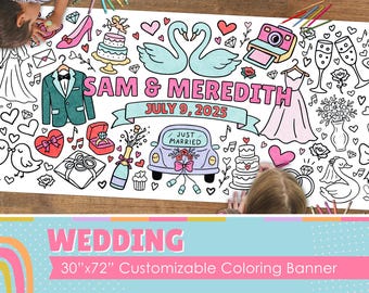 Giant Wedding Coloring Banner: 6 ft Paper Tablecloth