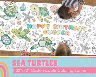 Giant Sea Turtles Coloring Banner | Kids Activity, School Party (30" x 72")