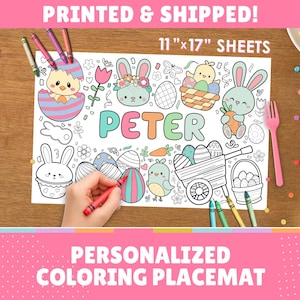 Easter Custom Coloring Placemat | 11" x 17" inches | Personalized Coloring Sheet | Physical Item