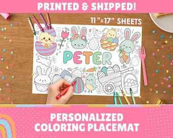 Easter Custom Coloring Placemat | 11" x 17" inches | Personalized Coloring Sheet | Physical Item