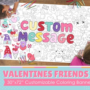 GIANT Valentines Day Coloring Banner | Coloring Poster | School Activity | Kids Coloring Activity | Coloring Tablecloth | 30" x 72" inches