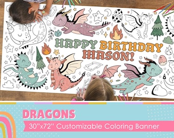 Giant Dragon Coloring Banner: 6-Foot Kids' Tablecloth Poster