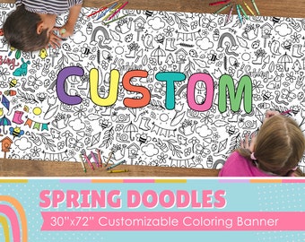 GIANT Spring Coloring Banner  | Coloring Poster | School Activity | Kids Coloring Activity | Coloring Tablecloth | 30" x 72" inches